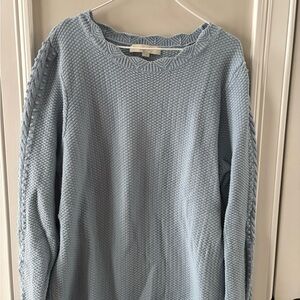 LOFT Sky Blue Textured Crewneck Sweater